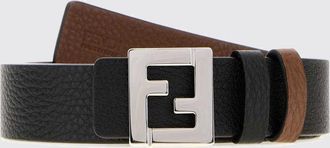 Fendi Cintura reversibile in pelle liscia con fibbia a incastro e monogramma FF