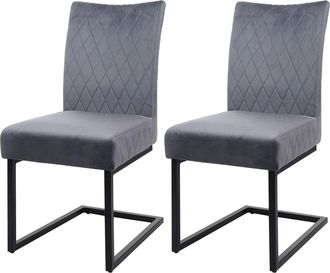 Hhg Hhg - Juego De 2 Sillas Basculantes 109, Silla De Visita Sill&oacute;n De Conferencia, Terciopelo Acero Con Recubrimiento De Polvo, Gris Oscuro