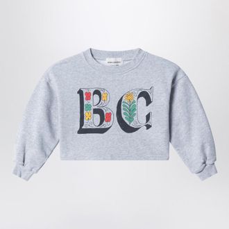 Bobo Choses Spring Letters grey m&eacute;lange cropped sweatshirt