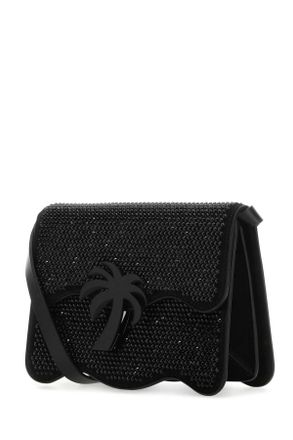 Palm Angels Womens Embellished Suede Palm Beach Crossbody Bag Blacksilv Exterior: Calf Lining: Borse A Tracolla