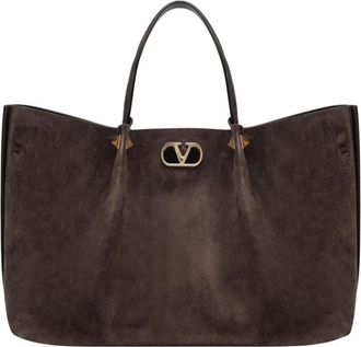 Valentino Garavani Grote Tote - Dames - Shoppers - Bruin - ONE Size - Su&egrave;de - Tassen