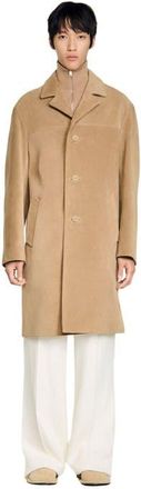 Sandro Long belted leather coat in Cappucino at Nordstrom, Size Medium