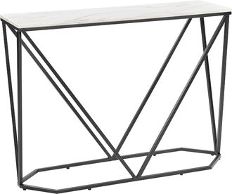 Beliani Beliani - Consola Blanco Negro 100 X 30 Cm Mdf Efecto M&aacute;rmol Dormitorio Recibidor Hazen