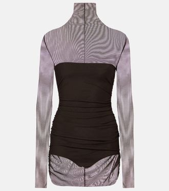 Norma Kamali Turtleneck mesh minidress