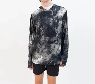 Volcom Surf Vitals Stack Hooded Long Sleeve Shirt In Black