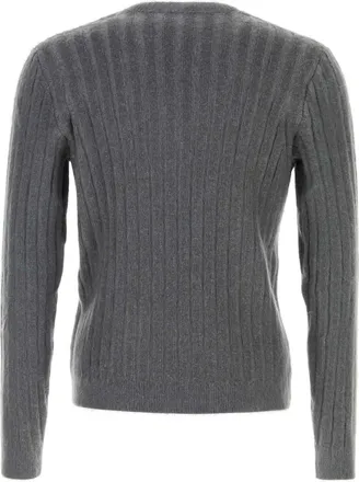 Fendi Mens Dark Grey Stretch Mohair Blend Sweater Smoke Wool Nylon