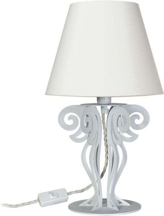 Arti e Mestieri Arti E Mestieri - Abat-jour da tavolo Circeo Ø24x40 cm Base in ferro color bianco marmo e paralume in tessuto avorio Made in Italy Attacco E27