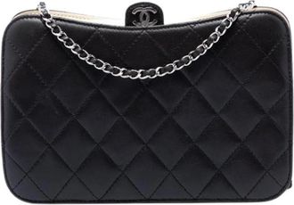 Chanel Pre-owned Quilted Lambskin Crossbody Bag - Dames - Vintage Clutch - Zwart - ONE Size - Vintage