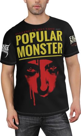 Generic Mens in Reverse Rock Band Falling Classic T-Shirt Multi-Pattern Prints Crew Neck Short-Sleeve Unlock New Summer Streetwear Styles Casual Multicoloured