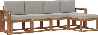 vidaXL Conjunto De Sof&aacute;s De Exterior 5 Uds. Gris Natural Y Claro Vidaxl