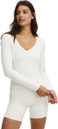 Cotton On Womens Active Ultra Soft Plunge Front Long Sleeve in Coconut Milk at Nordstrom, Size Xx-Small