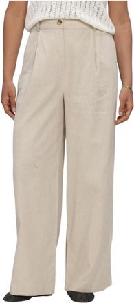 Modstr&ouml;m Galemd Linnen Wijde Broek - Dames - Wijde Broeken - Beige - S - Linnen - Broeken