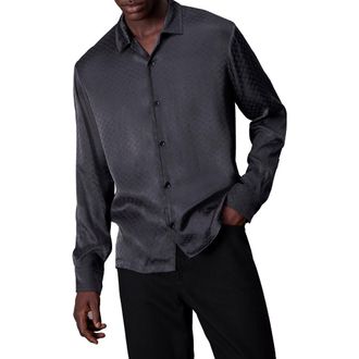 Rag & Bone Avery Relaxed Fit Jacquard Button-Up Shirt in Charc Jacq at Nordstrom Rack, Size Medium