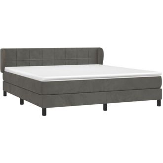 vidaXL Cama Box Spring Con Colch&oacute;n Terciopelo Gris Oscuro 160x200 Cm Vidaxl