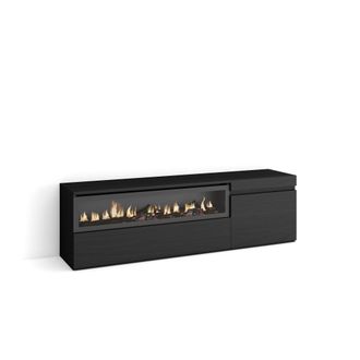 Skraut Home Skraut Home - Mueble Tv, Televisi&oacute;n, Muebles De Sal&oacute;n, Almacenaje, 150x45x35cm, Para Tv Hasta 65, Chimenea El&eacute;ctrica, Estilo Moderno, Negro
