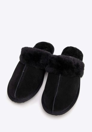 Wittchen Dames Su&egrave;de Leren Pantoffels Zwart Su&egrave;de Leer