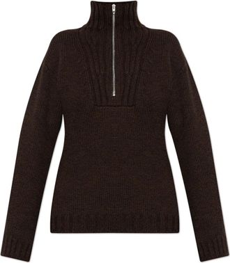 Jil Sander Wollen Trui - Dames - Coltruien - Bruin - 2XL - Wol - Truien & Vesten