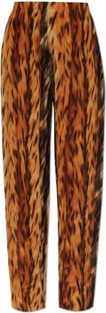 Balenciaga Zijden broek - Dames - Wijde Broeken - Oranje - S - Leer - Broeken
