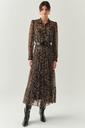 Exquise Aliza Chiffon Midi Dress in Brown at Nordstrom, Size X-Small