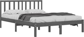 vidaXL Bed Frame without Mattress Grey Solid Wood Pine 200x200 cm Vidaxl