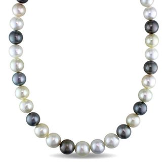 Amour 10-12.5 Mm Multi-colored South Sea and Tahitian Pearl Strand Necklace with 14K Yellow Gold Clasp