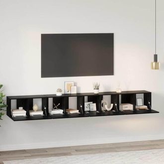 vidaXL Vidaxl - Conjunto De Mueble De Tv 4 Pcs Roble Negro 60 X 30 X 30 Cm
