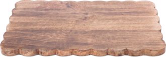 Melrose International Scalloped Mango Wood Tray 12.4D - Brown
