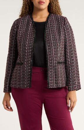 Kasper Collarless Tweed Jacket in Shiraz Multi at Nordstrom, Size 22W