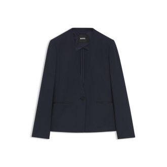 BOSS Regular-fit collarless blazer in performance-stretch jersey