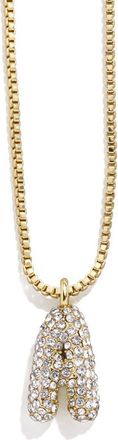 BaubleBar Mini Pav&eacute; Bubble Initial Necklace in Gold A at Nordstrom