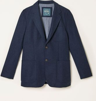 Fat Face FatFace Witley Navy Wool Mix Herringbone Blazer