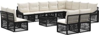 vidaXL Conjunto De Sof&aacute;s De Jard&iacute;n 13 Uds. Negro Rat&aacute;n Sint&eacute;tico Vidaxl