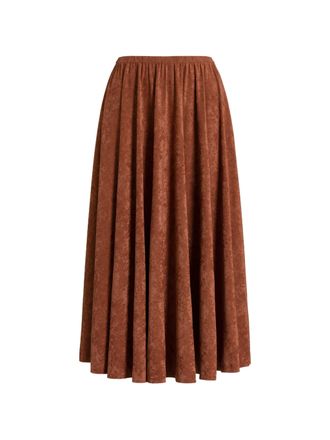 Alberta Ferretti Brown Triacetate Blend Gathered Midi Skirt
