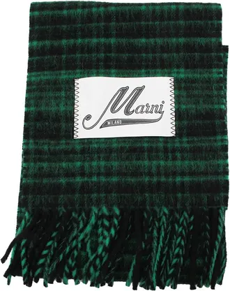 Marni Check-pattern Fringed Scarf