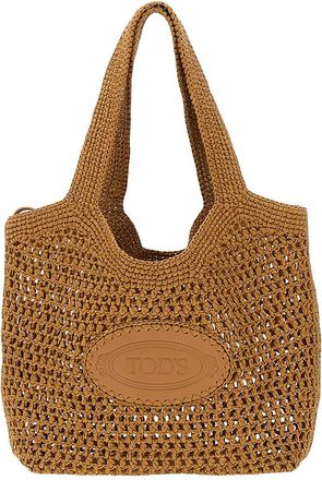 Tod's Beige Logo Medium Tote