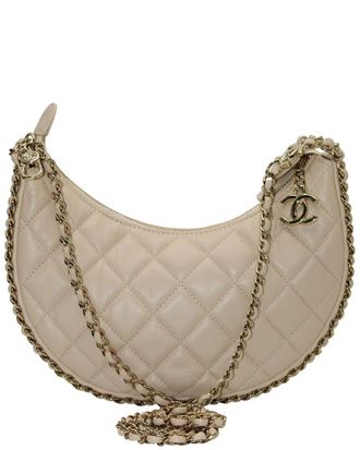 Chanel Beige Leather Moon Small Hobo Bag (Authentic Pre-Loved)