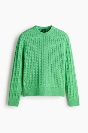 H&M Regular Fit Cable-knit Jumper in Green at Nordstrom, Size Xx-Large