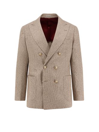 Brunello Cucinelli Silk, Wool And Cashmere Double-Breasted Blazer-Uomo