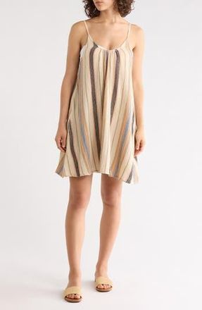 Elan Spaghetti Strap Cover-Up Dress in Natural/Blue Stripe at Nordstrom Rack, Size X-Small