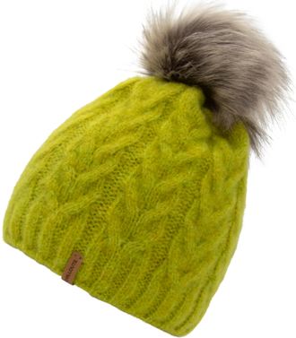 Chillouts Bommelm&uuml;tze CHILLOUTS Flora Hat, Damen, gr&uuml;n (lime), Obermaterial: 76% Polyacryl, 22% Polyester, 2% Polyamid, Zopfmuster, unifarben, M&uuml;tzen Bommelm&uuml;tz