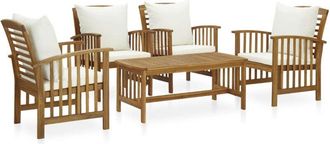 vidaXL Juego Muebles De Jard&iacute;n Y Cojines 5 Piezas Madera Maciza Acacia Vidaxl