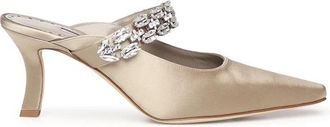 Manolo Blahnik Heeled Mule - Dames - Muiltjes - Beige - 38 EU - Leer - Schoenen