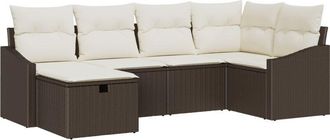 vidaXL Vidaxl - Garden Sofa Set with Cushion with Storage 6 pcs Brown, Cream