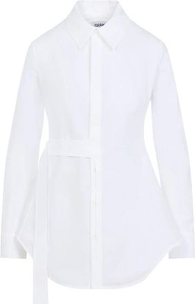 Jean Paul Gaultier Shirt met banddetail - Dames - Overhemden - Wit - XS - Katoen - Overhemden