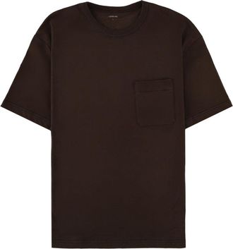 Christophe Lemaire Solid Brown Cotton-Linen Chest Pocket T-Shirt