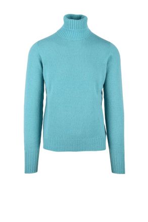 Drumohr High Neck Merino Wool Sweater - Turquoise