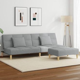 vidaXL Vidaxl - Divano Letto a 2 Posti con Poggiapiedi Grigio Chiaro in Tessuto