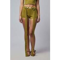 Jean Paul Gaultier Cotton Ribbed Short With gaultier Patch And Overall Buckles