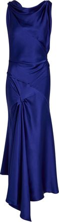 Victoria Beckham Posy Asymmetric Satin Maxi Dress - Indigo - 12 (UK12 / M)