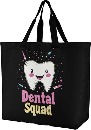 Generic Dental Squad Large Reusable Shopping Bag Lightweight Foldable Tote Bags Washable Shoulder Handbag